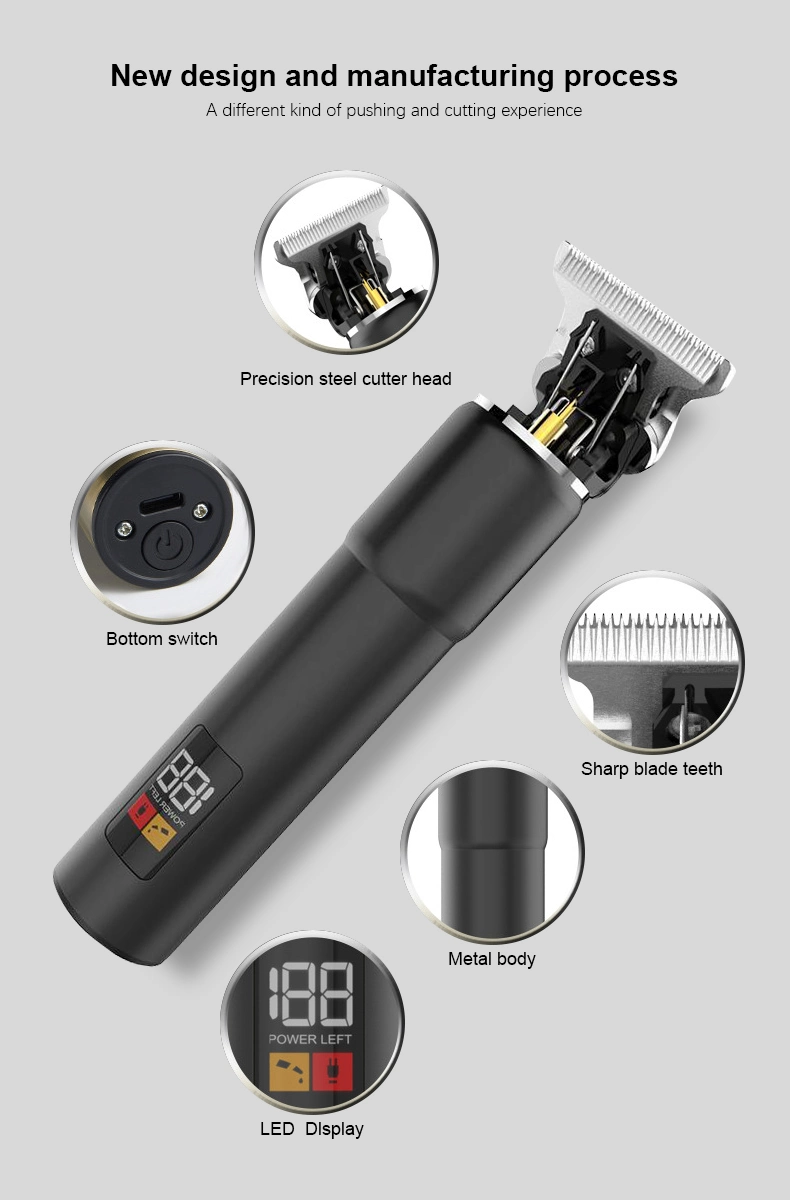 Professional Rechargeable Hair Trimmer with LCD Electric Wireless Hair Cutting Set for Salon