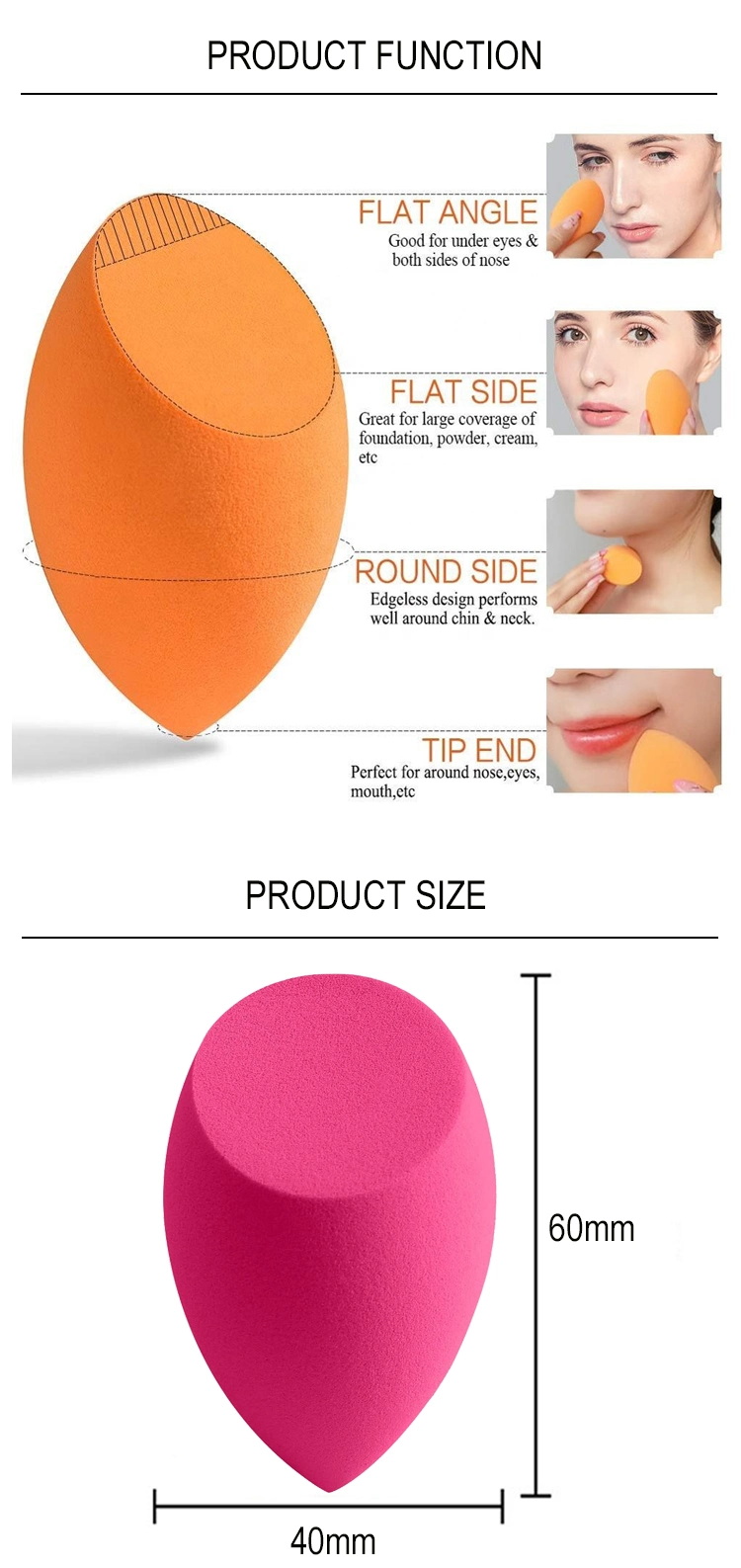 Professional Manufacturers Makeup Sponge Eggs Blender Soft Olive Slanted Beauty Puff