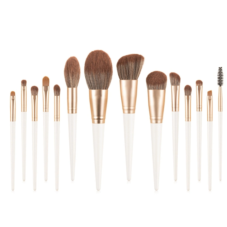 PRO White Foundation Powder Blending Eyebrow Eyeliner Makeup Brushes Set High End Fiber Synthetic Hair Set of Brushes